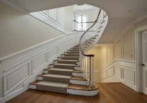 Modern Wainscoting Stairs With Landing Designs Installation Guide