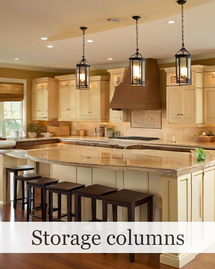 Storage columns of kitchen island 