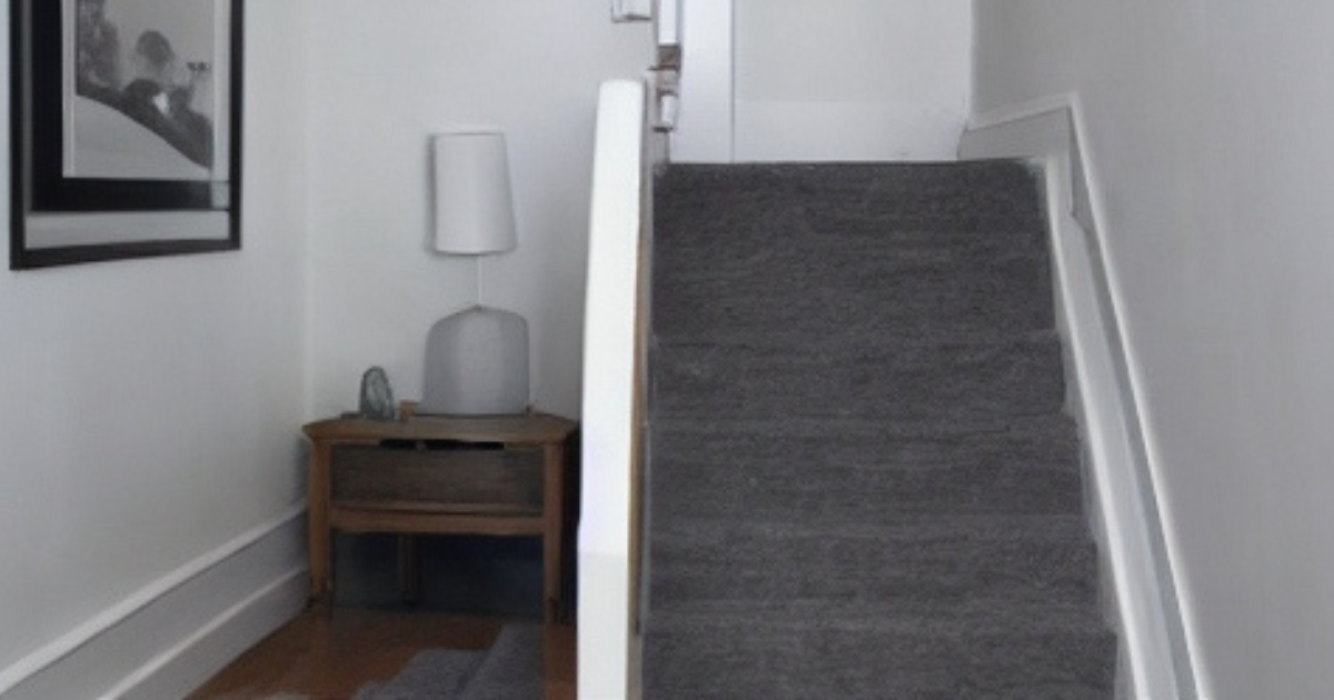 White Stairs with Black Runner