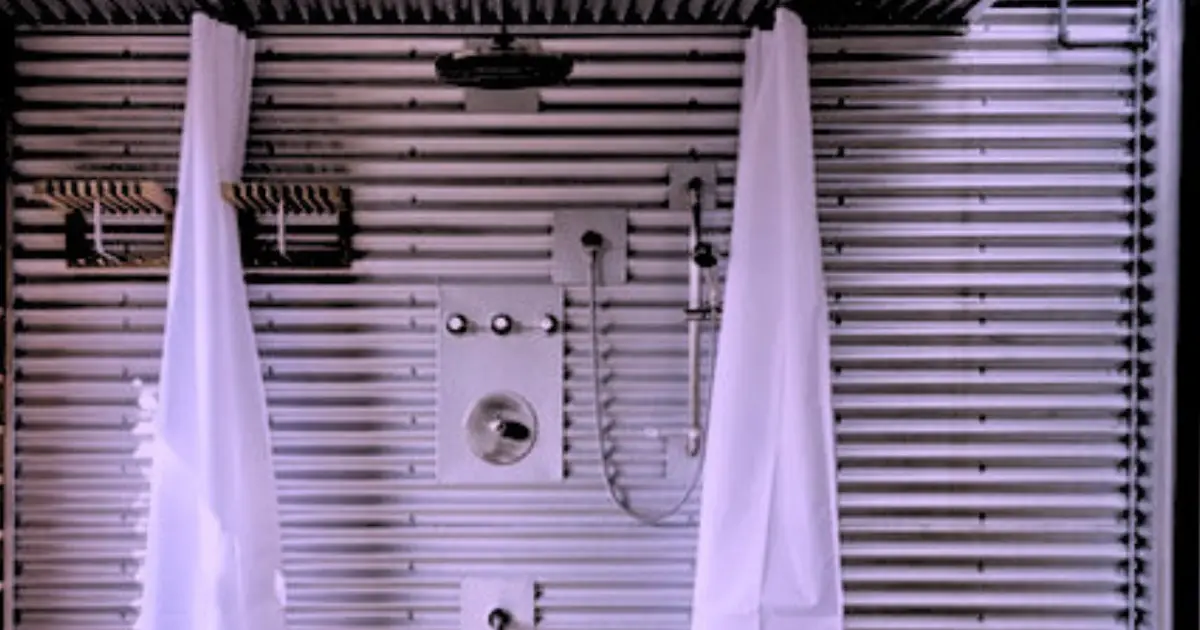 Artistic Flair with Using Corrugated Metal for Shower Walls