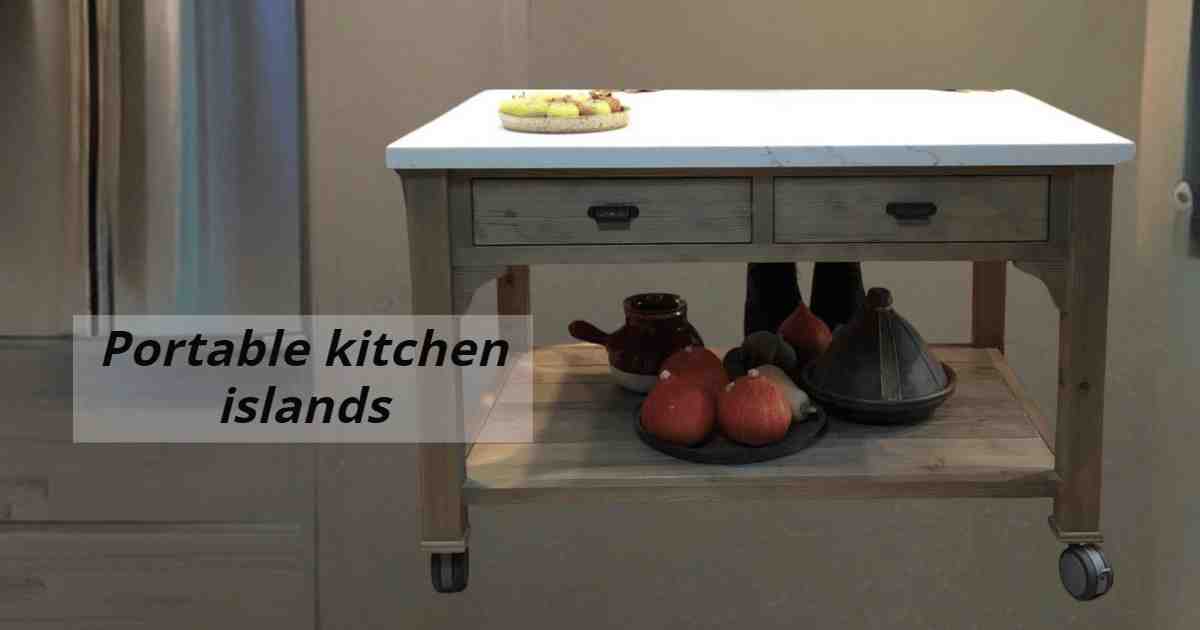 Portable kitchen islands with seating and storage: