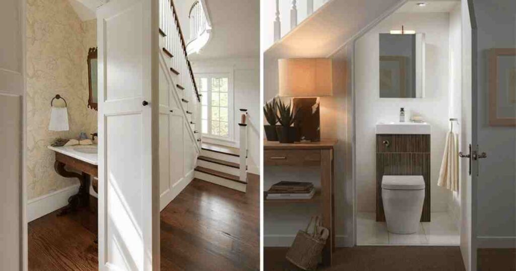 the half bath under stairs pictures