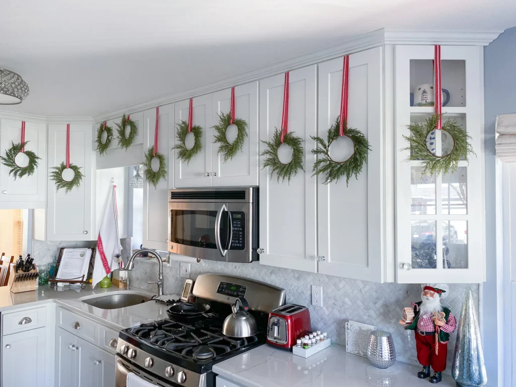 Kitchen Cabinet Christmas Wreaths
