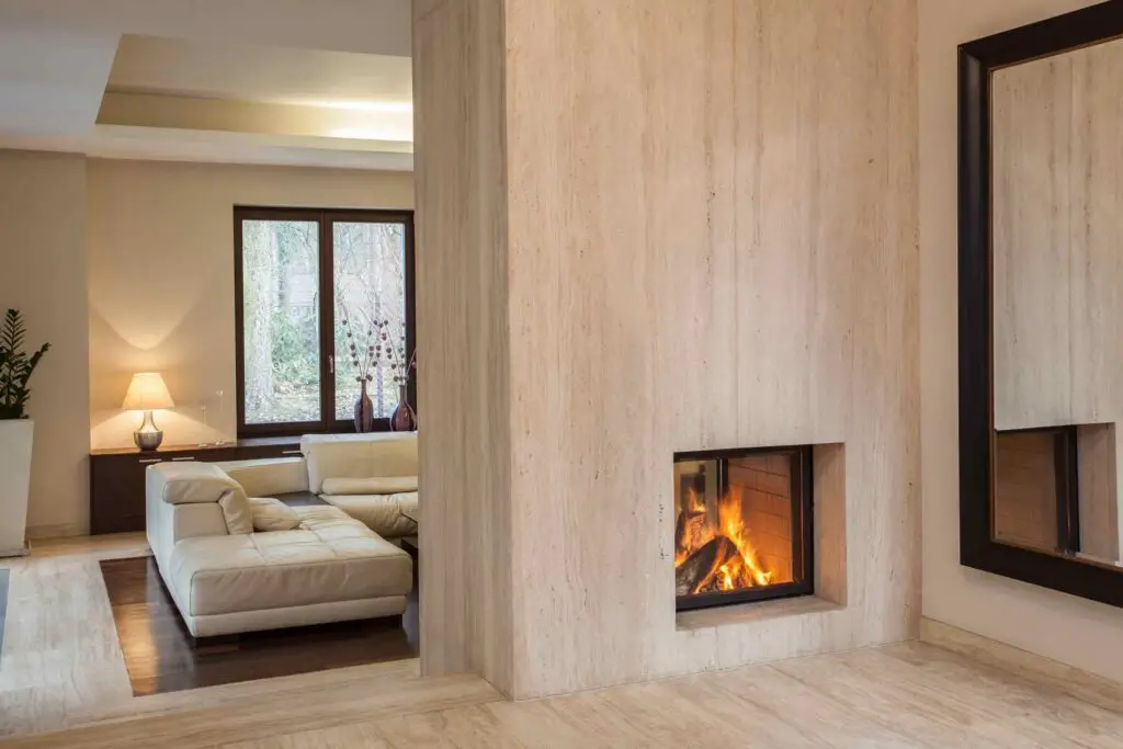 Solid slab with fireplace