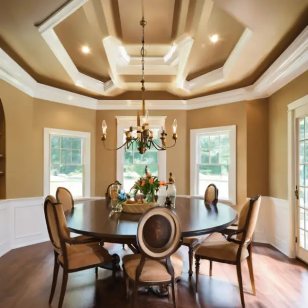 Tray ceiling with crown molding installation