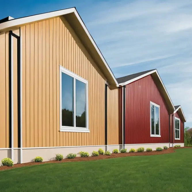 Vertical panels of vinyl siding