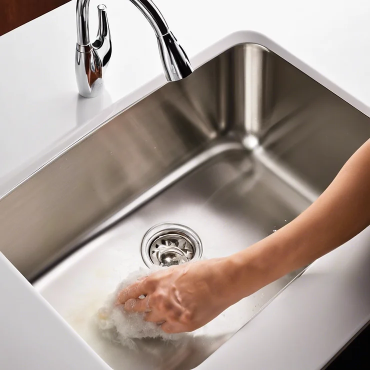 Rinse the sink with warm water