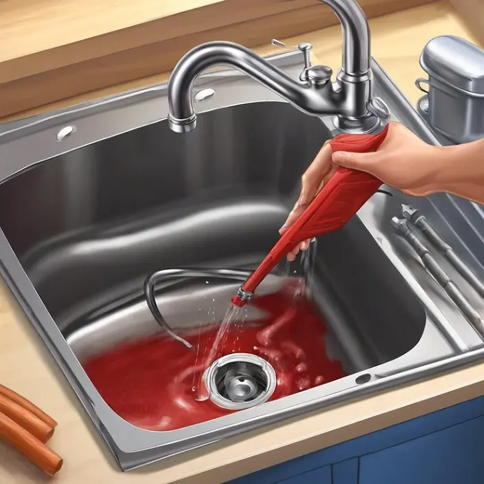 How to unclog a kitchen sink with standing water?