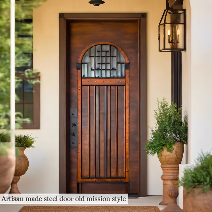 Artisan made steel door old mission style