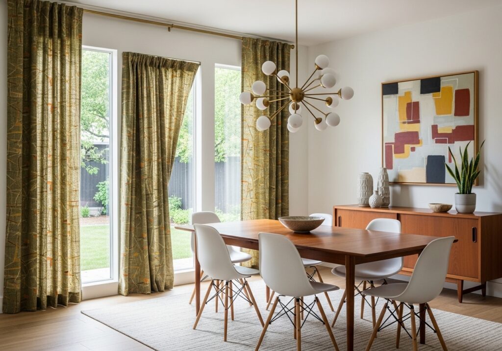 dinning room with curtains 