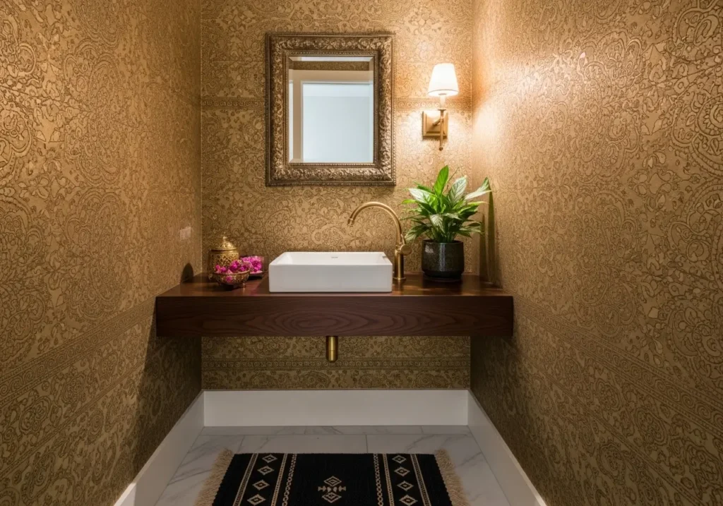 Tiny Modern Luxury Powder Room Design
