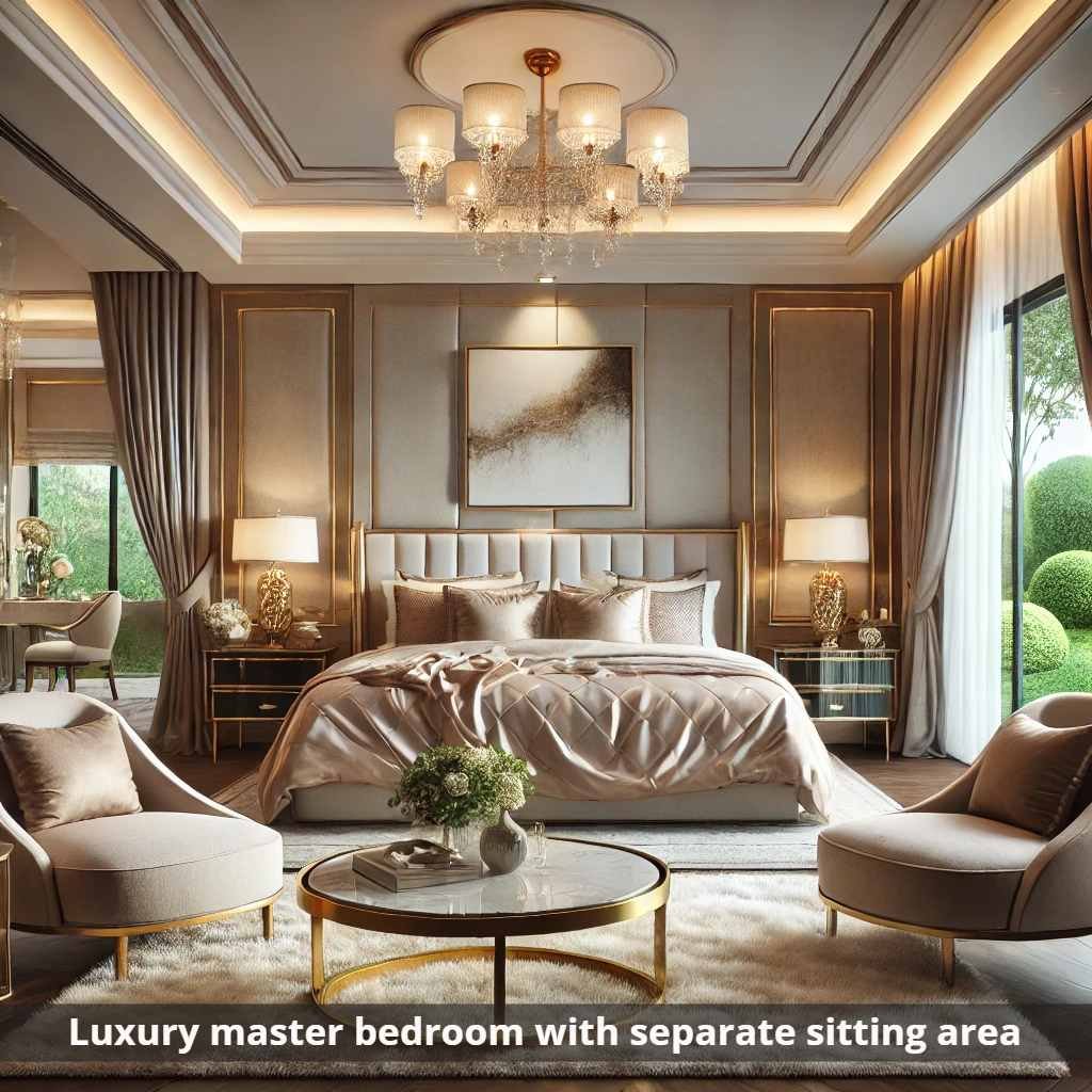 Luxury master bedroom with separate sitting area