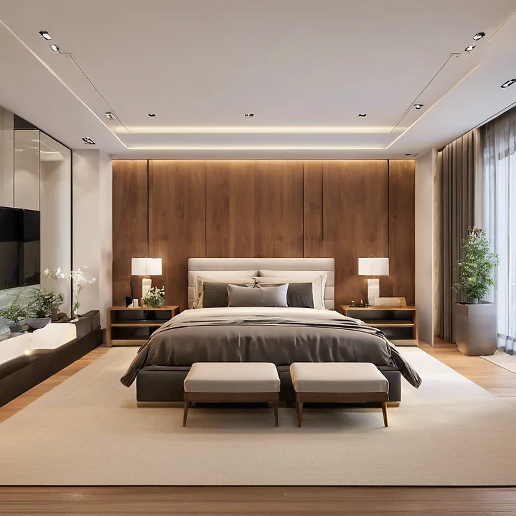 a spacious master bedroom