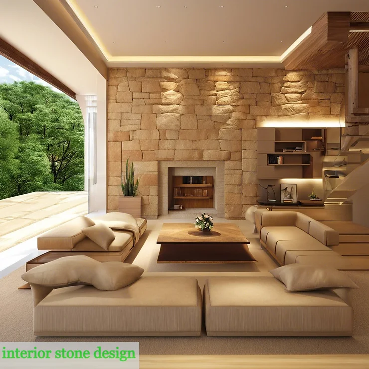 Bedroom with Interior Stone Design