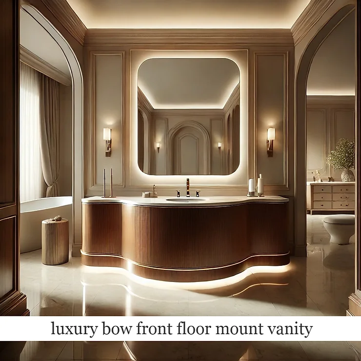 luxury bow front floor mount vanity