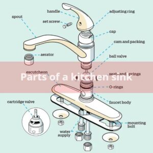 What are the parts of a Kitchen sink drain and their functions