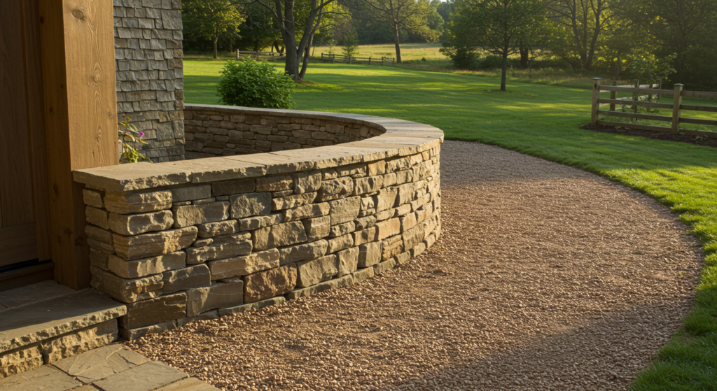 Rustic Fieldstone Half-Wall