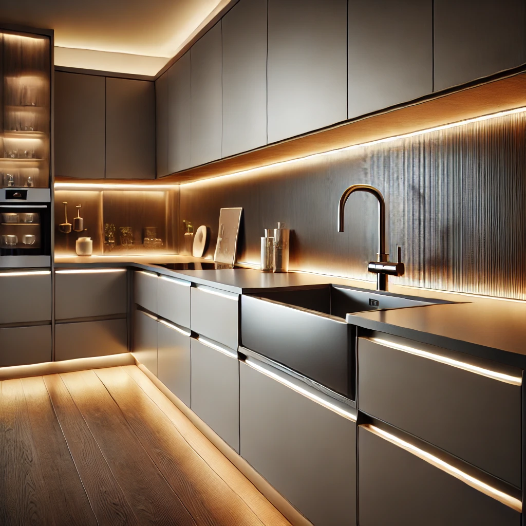 lighting into sink and cabinet designs