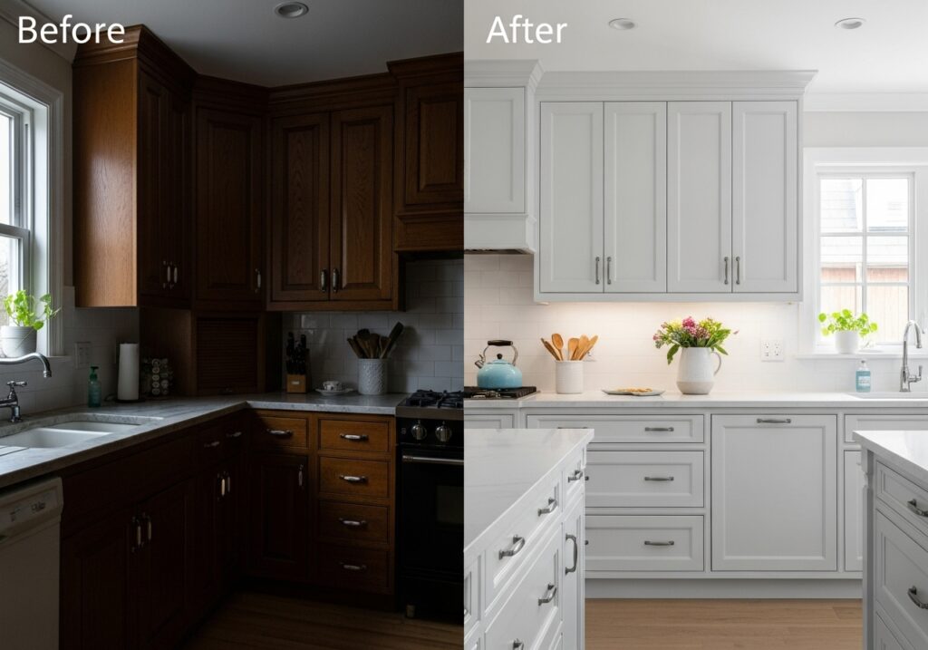 Kitchen Renovation Ideas Before and After: Cabinet Makeover: From Dated to Dazzling