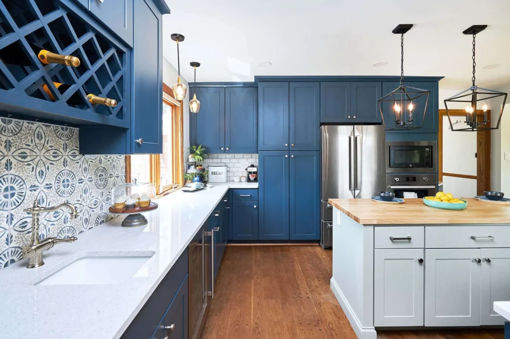 Why Pair White Cabinets with a Colored Kitchen Island