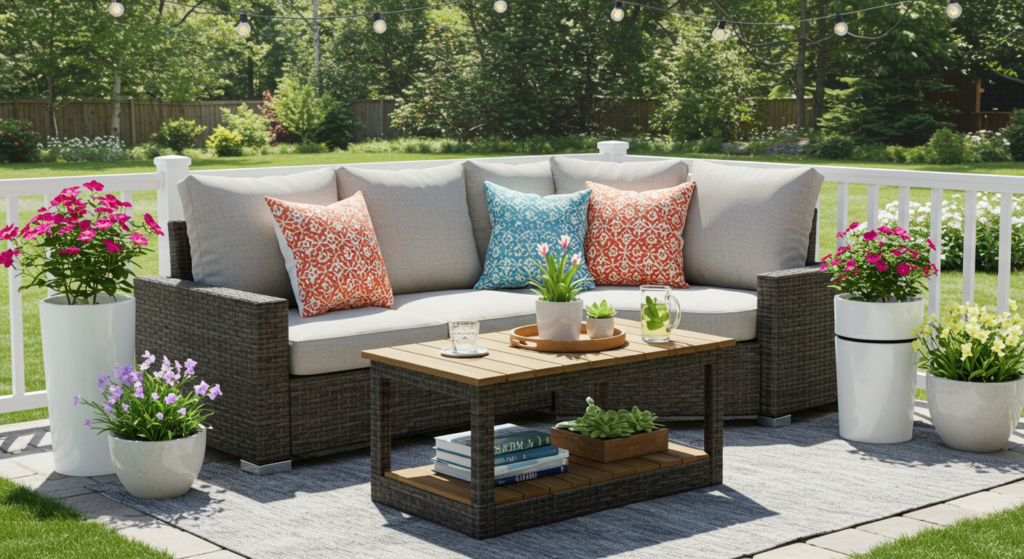 Cohesion with a Curated Color Palette in the patio decoration