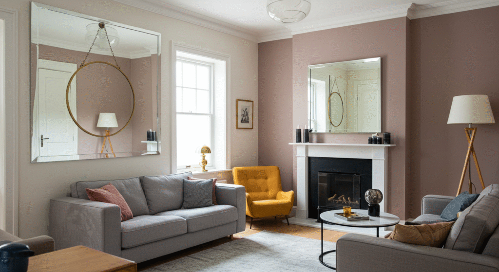 mirror usage in the kitchen and living room