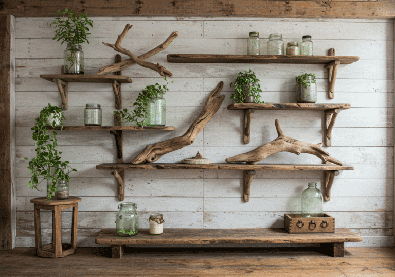 Rustic Driftwood Handmade Shelves