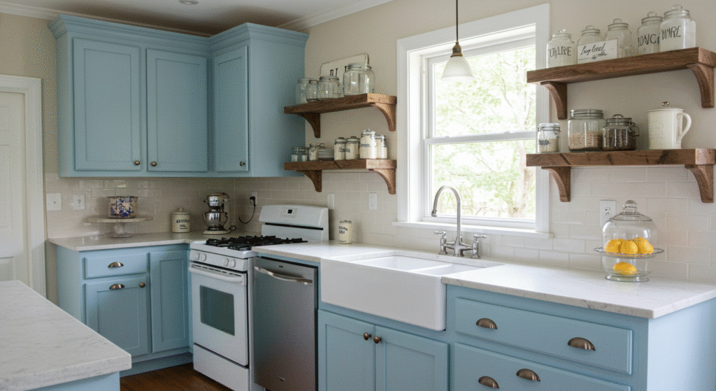 Pastel Blue and Cream
