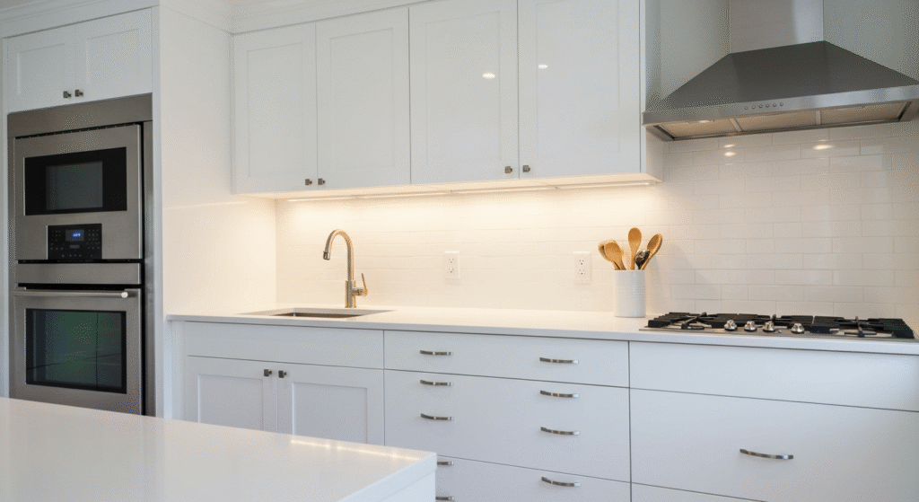 White and Stainless Steel Shine