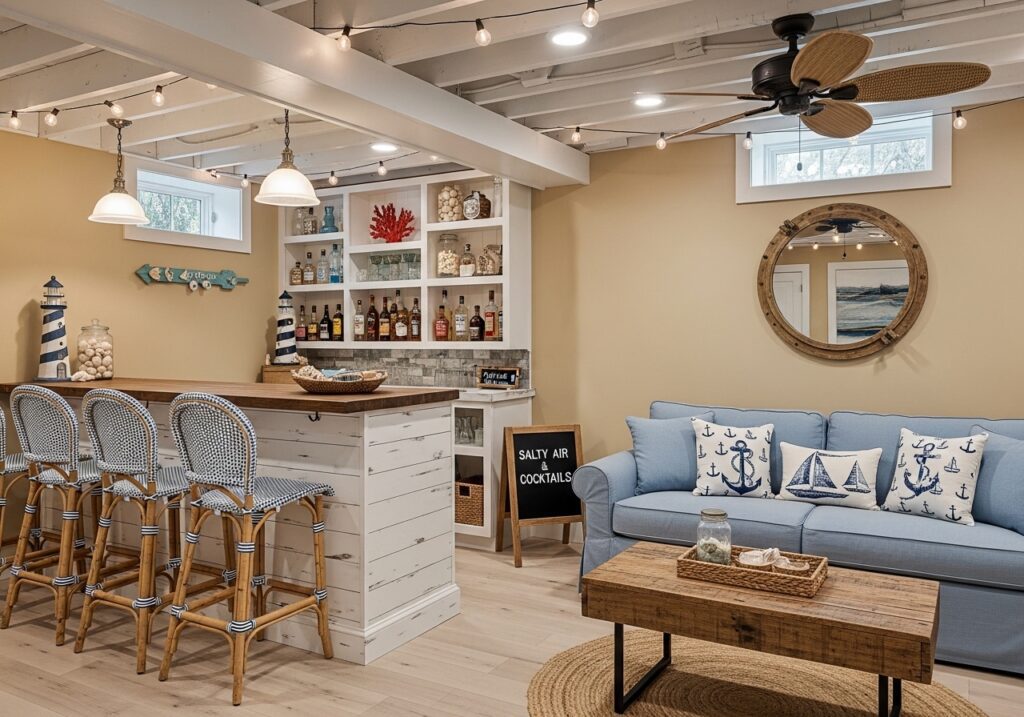 Basement bar design Ideas: Coastal Cottage Comfort