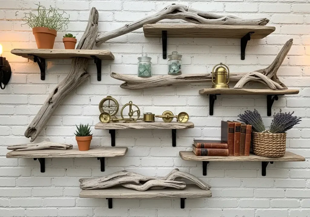 Wall-Mounted Rustic Shelves