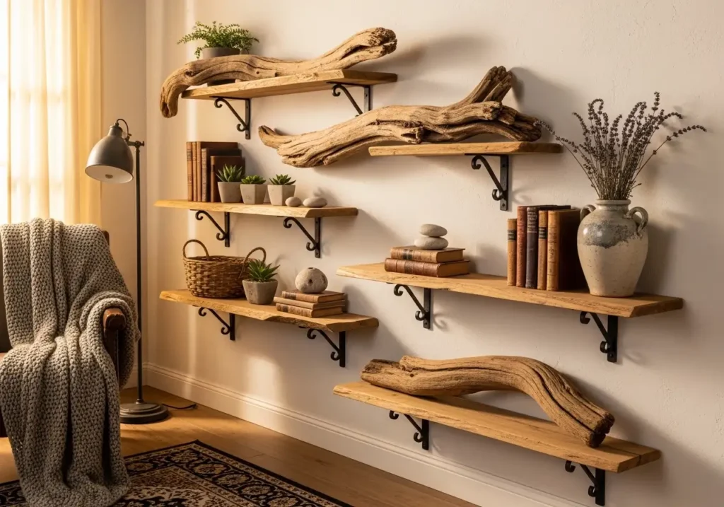 DIY Rustic Wall Shelves