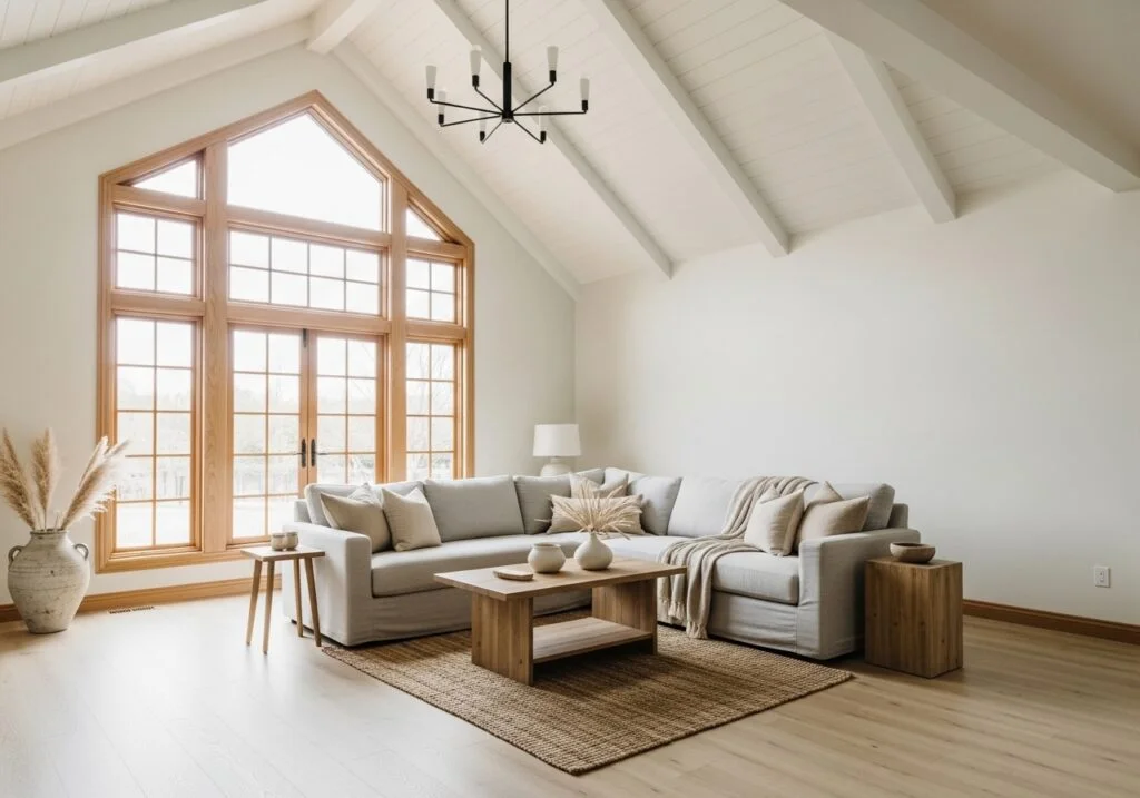  White Vaulted Ceilings with Neutral Tones