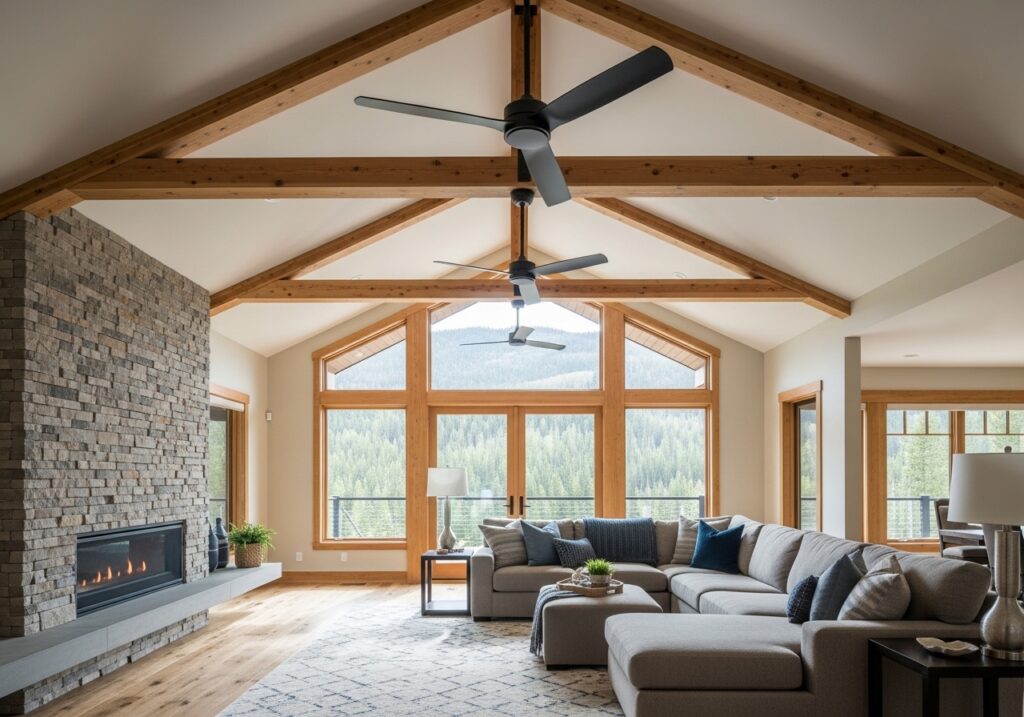 Vaulted Ceiling with Ceiling Fans