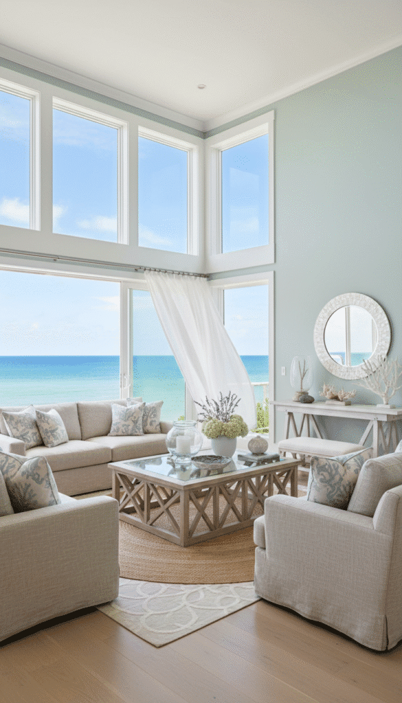 coastal breze based double heighted living room