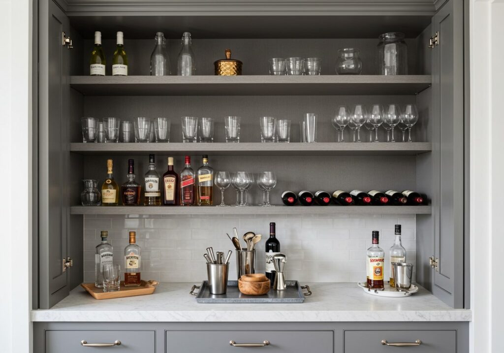 Mix Open Shelving with Cabinets