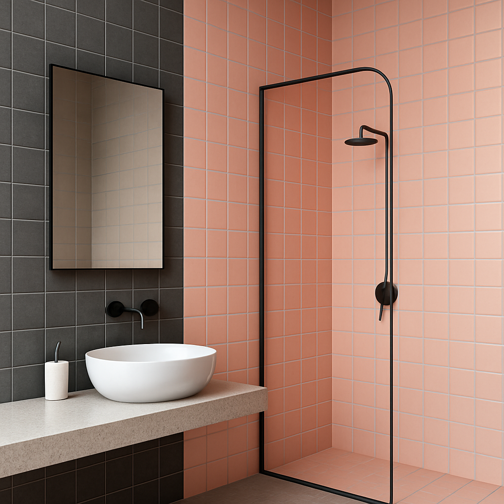 Modern bathroom tile ideas from Grayscale to Blush-Pink