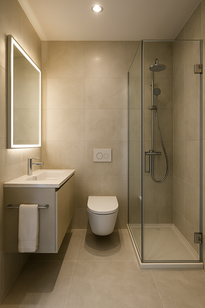 Small Bathroom with Large Format Tiles