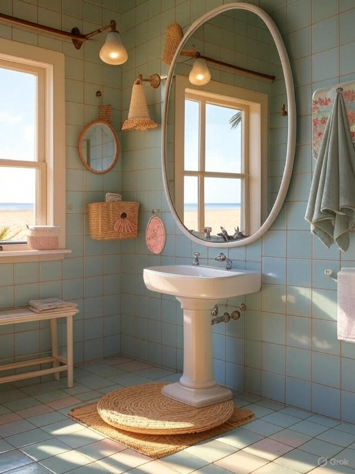 Vintage Vibes of 1970s Beach House Bathroom