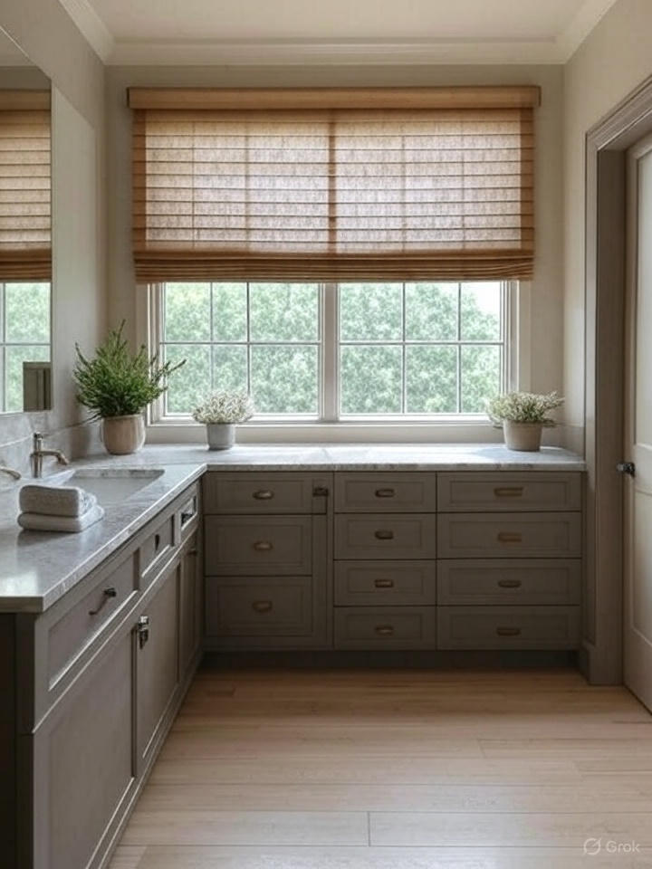modern bathroom window ideas with Shutters and Café-Style