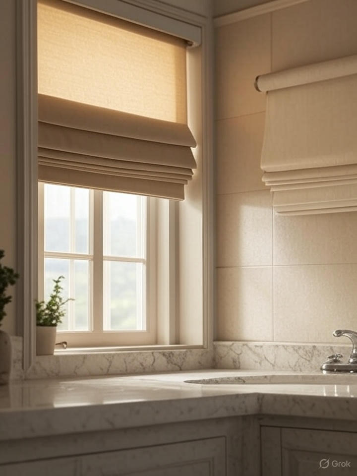 Roman Shades with Vinyl Backing