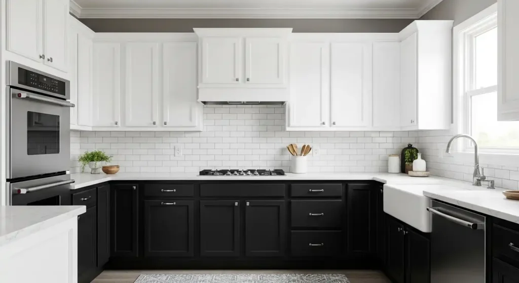 Black and White Look kitchen cabinets