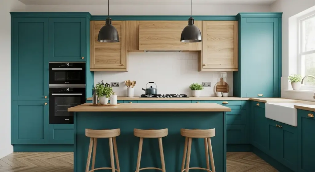 Teal and Wood Harmony