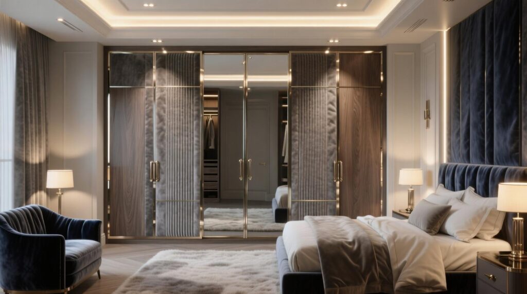 19. Luxury Bedroom Ideas With Textural Wardrobe Panels
