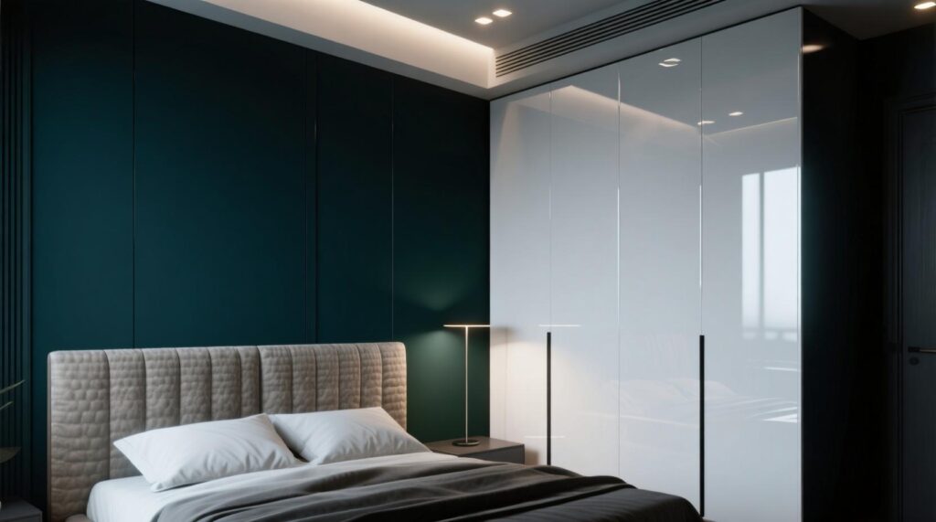  Dark Tone Bedroom With Contrasting Wardrobe