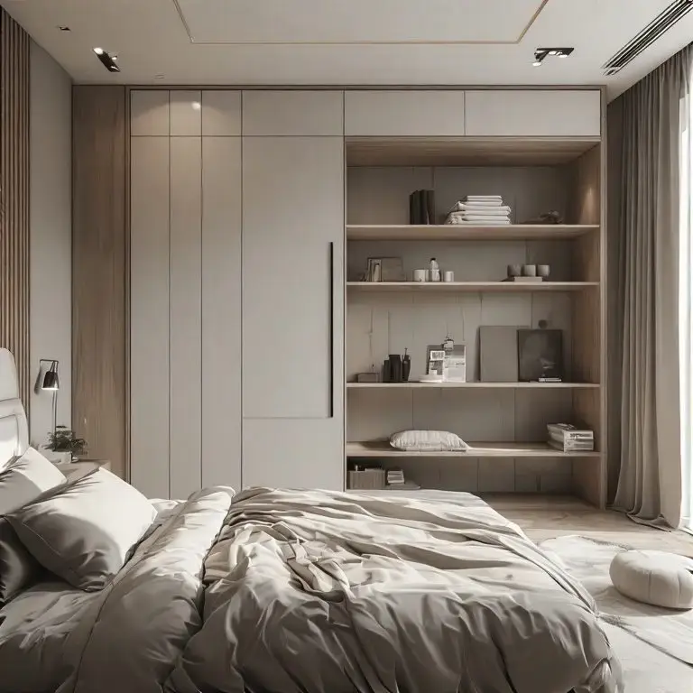 Minimal Modern Bedroom With Sleek Wardrobe