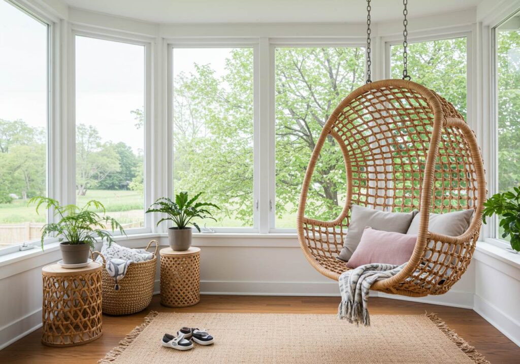 Rattan Swing for a Whimsical Touch