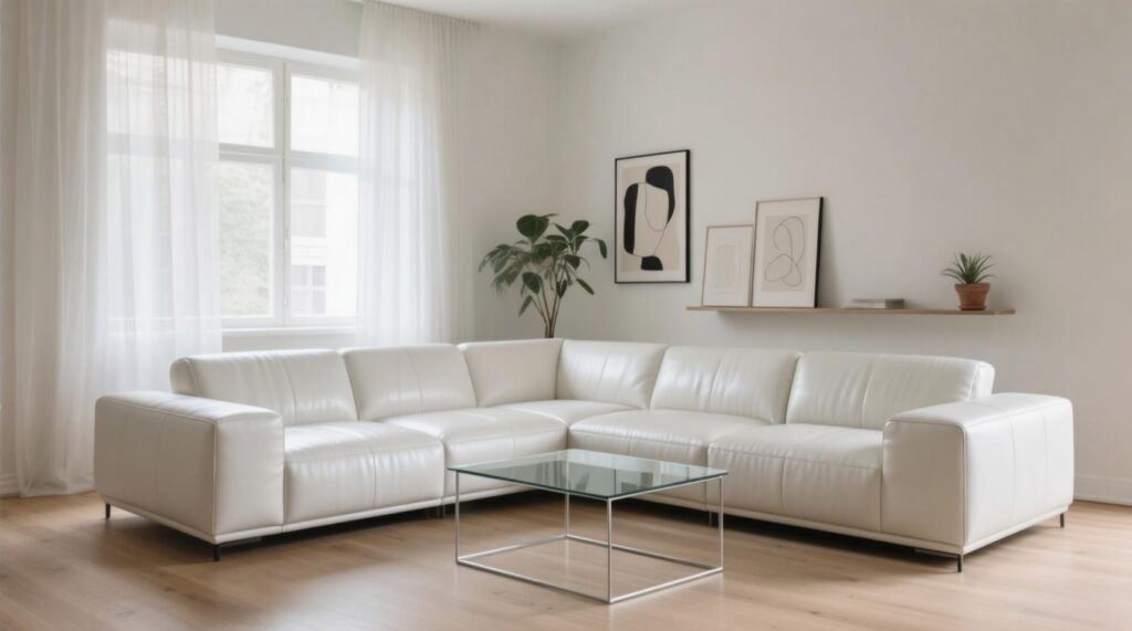 Sleek Minimalist White Leatherette Sectionals