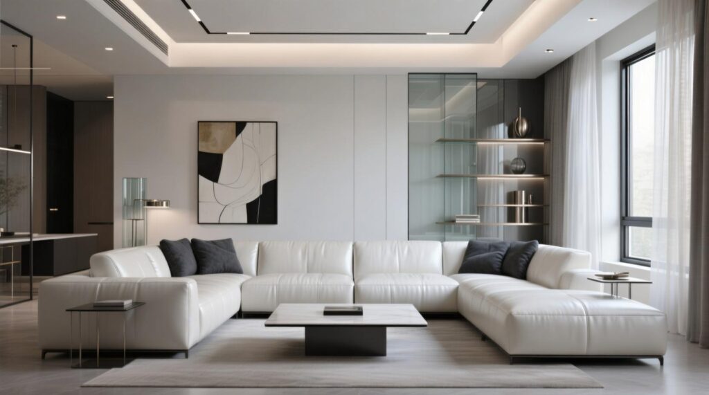 White Leatherette with Dark Accents