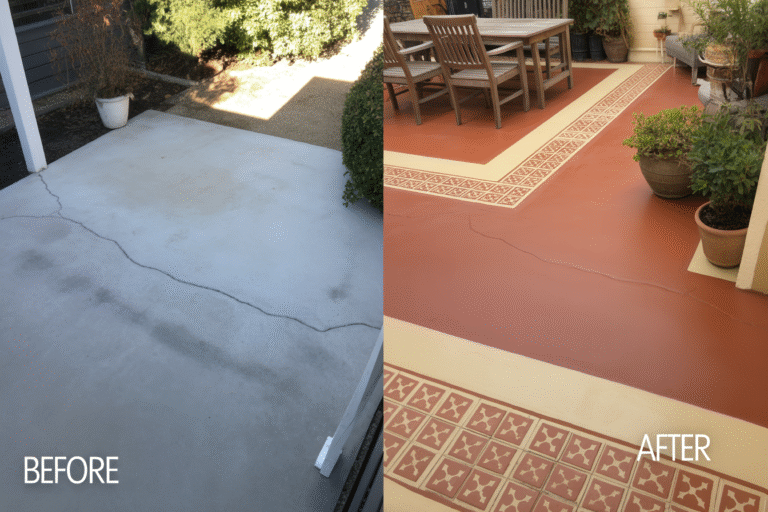 Concrete Patio Paint Ideas With Before and After Version
